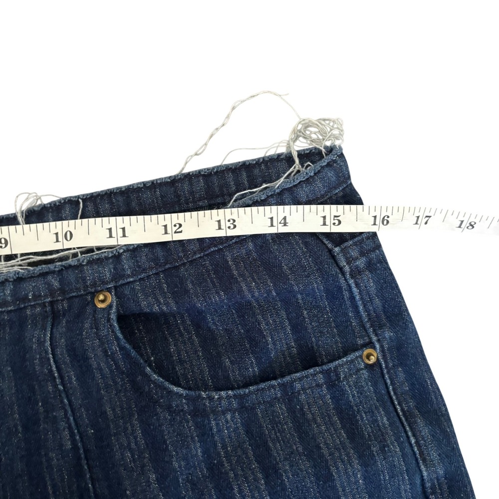 EUC Lioness Charismatic Mid Rise Flare‎ Jeans Sz M Dark Denim Blue Striped y2k - Picture 5 of 7